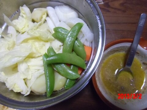 春の蒸し野菜とアンチョビソース